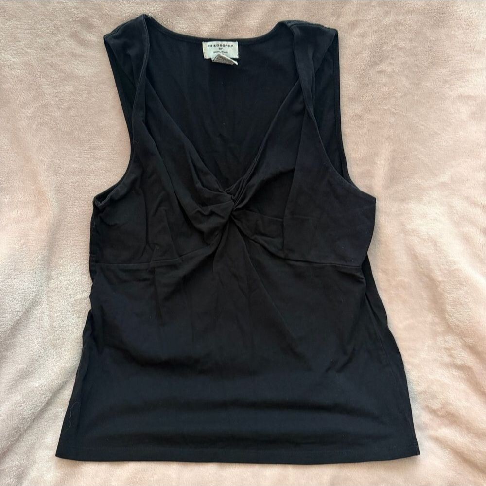 Philosophy Black Front-Knot Sleeveless Tank